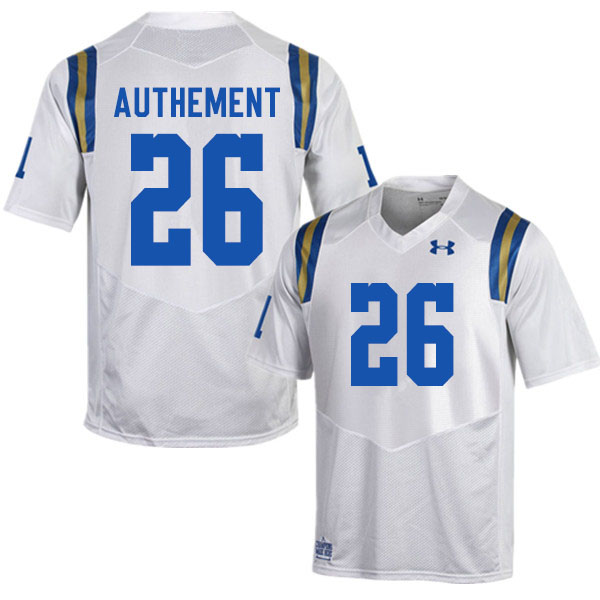 Men #26 Ashton Authement UCLA Bruins College Football Jerseys Sale-White - Click Image to Close